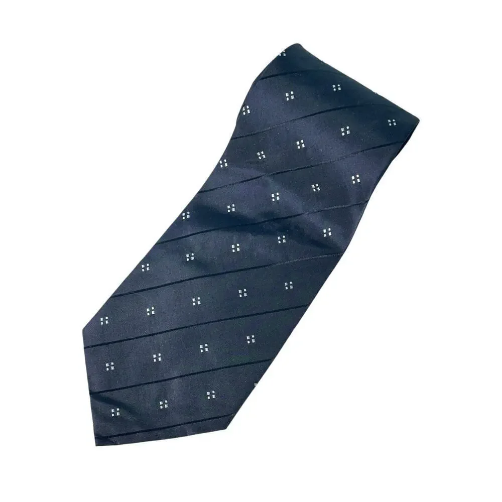 Platinum Elite Silk Tie Dark Navy White Mini Print